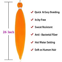 Orange Braiding Hair Pre Stretched Easy Braiding Hair Yaki Texture Professional Synthetic Braiding Hair 26 Inches Braids Hot Wat