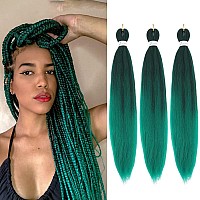 Ombre Green Braiding Hair Pre Stretched Easy Braiding Hair Yaki Texture Professional Synthetic Braiding Hair 26 Inches Braids Ho