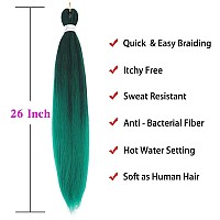 Ombre Green Braiding Hair Pre Stretched Easy Braiding Hair Yaki Texture Professional Synthetic Braiding Hair 26 Inches Braids Ho