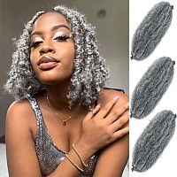 Gray Marley Hair 16 Inch 3 Packs Pre Separated Afro Twist Hair Marley Twist Braiding Hair Wrapping Hair for Locs Pre Fluffed Cuban Twist Hair