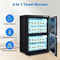 Byootique Hot Towel Warmer Cabinet 46L Extra Large Capacity 2In1 Professional Double Towel Heater Mechine For Facial Spa Mass