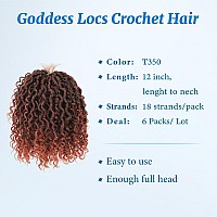 Forevery Faux Locs Crochet Hair 12 Inch Goddess Locs Crochet Hair 6 Packs Prelooped Crochet Hair For Black Women Ginger Crochet