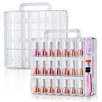 Subay 2 Pcs Portable Nail Polish Organizer Clear Double Side Nail Polish Holder Gel Nail Storage For 48 Bottles With 6 Adjusta