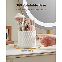 Doogoocoo Makeup Brush Holder [2024 Newest] [Dustproof & Waterproof] 360 Rotating Cosmetics Make Up Brush Organizer Storage With Lid For Vanity