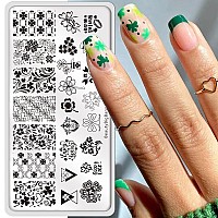 St Patricks Day Nail Stamping Plates Shamrock Nail Stamping Plate Lucky Clover Nail Art Stamping Template 17Th Of March Manicure