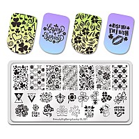 St Patricks Day Nail Stamping Plates Shamrock Nail Stamping Plate Lucky Clover Nail Art Stamping Template 17Th Of March Manicure