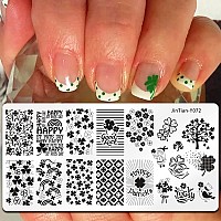 St Patricks Day Nail Stamping Plate Spring Shamrock Nail Stamping Plates Irish March 17Th Nail Decorations Polish Gel Nail Art S