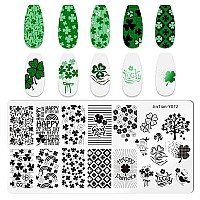 St Patricks Day Nail Stamping Plate Spring Shamrock Nail Stamping Plates Irish March 17Th Nail Decorations Polish Gel Nail Art S