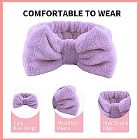 Wsyub Hairband 3Pcs Face Headband With Bow Tie Soft Microfiber Skincare Band For Washing Face Shower Headband Spa Headband Fo