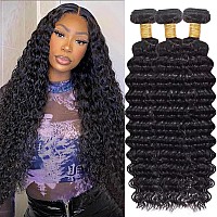 26 28 30 Inch Deep Wave Bundles Human Hair 12A Brazilian Bundles 100 Unprocessed Virgin Hair Water Wave Bundles Wet And Wavy Hu