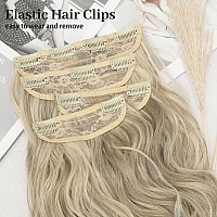 Kookastyle Clip In Synthetic Highlight Hair Extensions Long Wavy 4Pcs Thick Hairpieces Ash Brown Mix Platinum Blonde Fiber Doubl