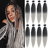 Alrence Pre Stretched Braiding Hair Long Braid 30 Inch 8 Packs Professional Braiding Hair Extensions Synthetic Crochet Twist Bra