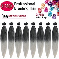 Alrence Pre Stretched Braiding Hair Long Braid 30 Inch 8 Packs Professional Braiding Hair Extensions Synthetic Crochet Twist Bra