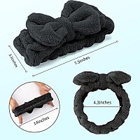 Mimitoou Spa Headband 3 Pack Bow Hair Bands Women Facial Makeup Headbands Soft Coral Fleece Elastic Head Wraps For Bathing Sho