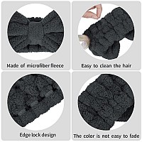 Mimitoou Spa Headband 3 Pack Bow Hair Bands Women Facial Makeup Headbands Soft Coral Fleece Elastic Head Wraps For Bathing Sho