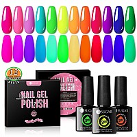 Ur Sugar Neon Gel Nail Polish Set 12 Colors Hot Pink Orange Yellow Green Blue Red Purple Neon Pastel Color Spring Summer Nail P