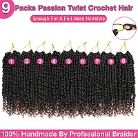 9 Packs Pretwisted Passion Twist Hair 10 Inch Passion Twist Crochet Hair Ombre Brown Pre Looped Bohemian Short Passion Twist Cr