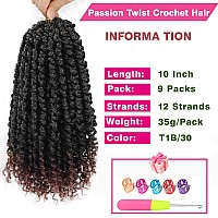 9 Packs Pretwisted Passion Twist Hair 10 Inch Passion Twist Crochet Hair Ombre Brown Pre Looped Bohemian Short Passion Twist Cr