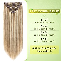 Mylady Double Weft Clip In Hair Extensions Human Hair 22 Inch 160G 8Pcs Light Brown With Bleach Blonde Full Head Thick 18Clips