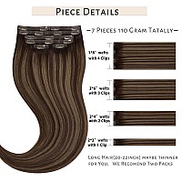 Caliee Seamless Clip In Hair Extensions Remy Human Hair 7Pcs Ultra Thin Pu Skin Weft Balayage Hair Extensions Clip Ins R226 Ch