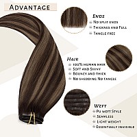 Caliee Seamless Clip In Hair Extensions Remy Human Hair 7Pcs Ultra Thin Pu Skin Weft Balayage Hair Extensions Clip Ins R226 Ch