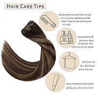 Caliee Seamless Clip In Hair Extensions Remy Human Hair 7Pcs Ultra Thin Pu Skin Weft Balayage Hair Extensions Clip Ins R226 Ch