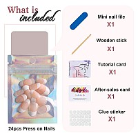 Artquee French Tip Press On Nails Short Clear Nude Oval Designs False Nail White Edge Glossy Reusable Stick On Nails Manicure Fo