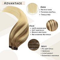 Caliee Long Hair Extensions Clip In Human Hair 16Inch 7Pcs 110G B860A Light Brown To Platinum Blonde Balayage Clip In Hair Exte