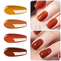 Vishine Gel Nail Polish Set 4 Colors Pumpkin Spice Yellow Orange Carrot Color Collection Nail Art Nail Polish Uv Led Gel Polis