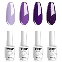 Vishine Purple Gel Nail Polish Kit 4 Colors Gel Polish Set Grape Purple Glitter Nail Polish Soak Off Uv Led Nail Lamp Gel Nail