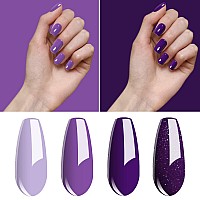 Vishine Purple Gel Nail Polish Kit 4 Colors Gel Polish Set Grape Purple Glitter Nail Polish Soak Off Uv Led Nail Lamp Gel Nail