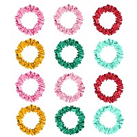 Pengxiaomei 12Pcs Satin Hair Scrunchies Bright Colors Elastic Hair Bands Hair Accessories For Women Girls Ideal Summer Wedding