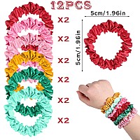 Pengxiaomei 12Pcs Satin Hair Scrunchies Bright Colors Elastic Hair Bands Hair Accessories For Women Girls Ideal Summer Wedding