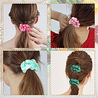 Pengxiaomei 12Pcs Satin Hair Scrunchies Bright Colors Elastic Hair Bands Hair Accessories For Women Girls Ideal Summer Wedding