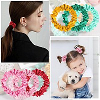 Pengxiaomei 12Pcs Satin Hair Scrunchies Bright Colors Elastic Hair Bands Hair Accessories For Women Girls Ideal Summer Wedding