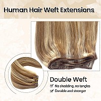 Hand Tied Weft Hair Extensions Human Hair Bundles Caramel Blonde To Bleach Blonde Sew In Hair Bundles Invisible Beaded Weft Exte