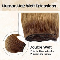 Sew In Weft Hair Extensions Human Hair 20 Inch Sew In Hair Extensions Real Human Hair Sew In Hair Bundles Ombre Medium Golden Br