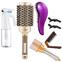 Aozzy 7Pcs Hair Brush Set With Round Blow Drying Brush Airwrap Attachment For All Hair Types And Travel Companion For Women On