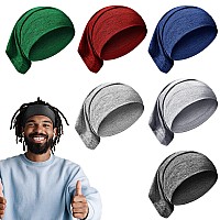 Satinior 6 Pcs Spandex Dreadlock Caps Unisex Elastic Head Wraps For Long Hair Dread Headbands With Tubes 6 Deep Colors