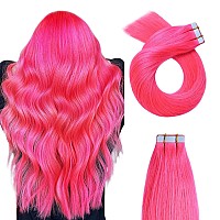 Yilite 20Piecespack 50G 20Inches Pink Tape In Hair Extensions Human Hairseamless Tape In Human Hair Extensionssilky Straight