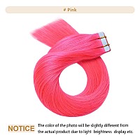 Yilite 20Piecespack 50G 20Inches Pink Tape In Hair Extensions Human Hairseamless Tape In Human Hair Extensionssilky Straight