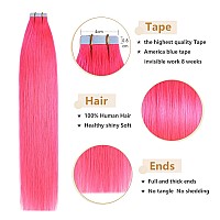 Yilite 20Piecespack 50G 20Inches Pink Tape In Hair Extensions Human Hairseamless Tape In Human Hair Extensionssilky Straight