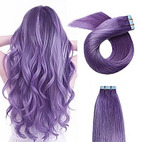 Yilite Purple Tape In Hair Extensions Human Hair 20 Peicespack 20Inches Seamless Invisible Straight Skin Weft Human Hair Tape I