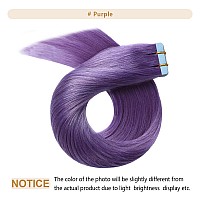 Yilite Purple Tape In Hair Extensions Human Hair 20 Peicespack 20Inches Seamless Invisible Straight Skin Weft Human Hair Tape I