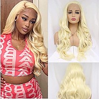 Xiweiya 13X3 Lace Wigs 613 Blonde Lace Front Wig Long Body Wave Golden Wig Synthetic Heat Resistant Fiber Middle Parting For Wo