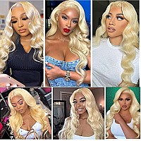 Xiweiya 13X3 Lace Wigs 613 Blonde Lace Front Wig Long Body Wave Golden Wig Synthetic Heat Resistant Fiber Middle Parting For Wo