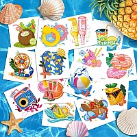 Metker 408Pcs Kids Tattoo Summer Party Tattoo Hawaiian Luau Themed Tattoos Tropical Beach Tattoos Waterproof Temporary Tattoos