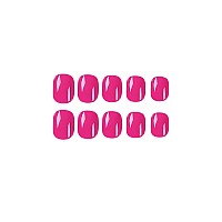 Square Press on Nails Short Fake Nails HJKDSFD Rose Pink False Nails Acrylic Artificial Glossy Design Nails Full Cover Glue on Nails Stick on Nails for Women Girls Manicure Art Decorations 24Pcs