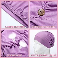 Geyoga 10 Pcs Soft Bouffant Caps With Buttons Gourdshape Caps Stretch Bouffant Hat Stretchy Headband Turban Bright Colors