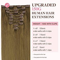 Goo Goo Clip In Hair Extensions Real Human Hair Remy Human Hair Extensions Clip Ins For Women Natural Human Hair 22Inch 150G